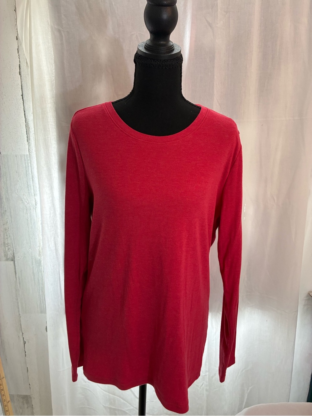 Eddie Bauer Women's Long Sleeve Crewneck Top - Red Sz XL